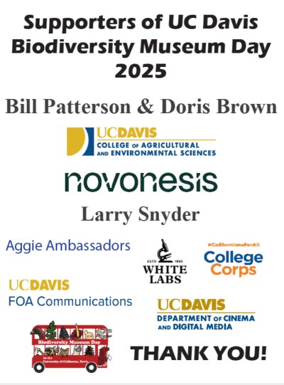 2025 Donors to UC Davis Biodiversity Museum Day